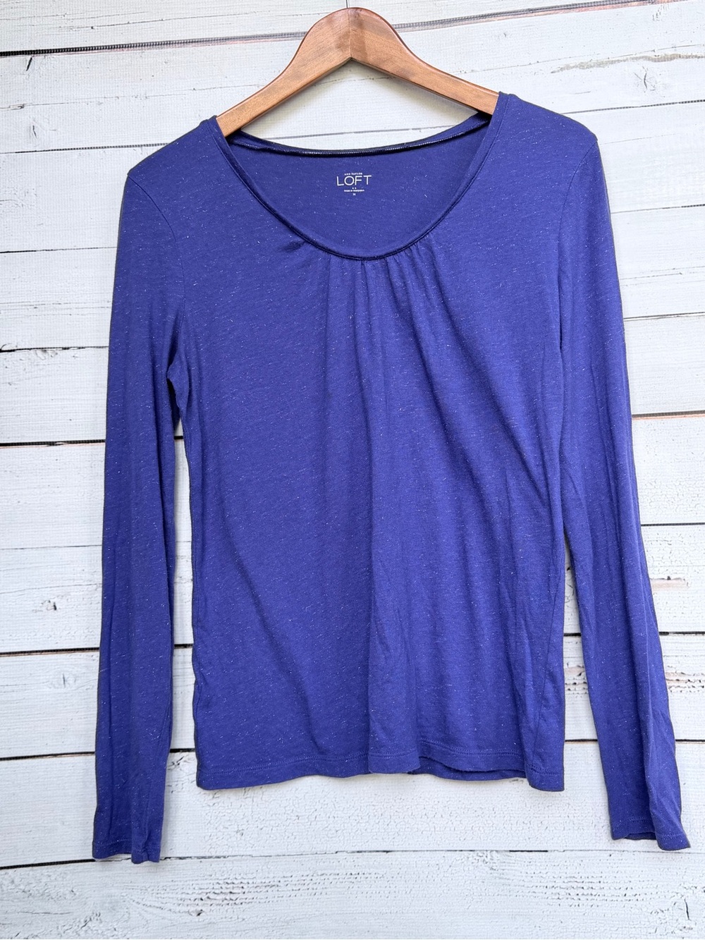 LOFT Gathered Scoop Neck Long Sleeve Top - Medium